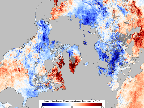 Temperaturanomalie im Dezember 2010 auf der Nordhalbkugel