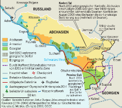 Aktuelle Le Monde diplomatique Karte: Südossetien & Abchasien