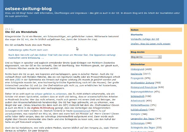 Screenshot Ostsee-Zeitung-Blog Screenshot Ostsee-Zeitung-Blog