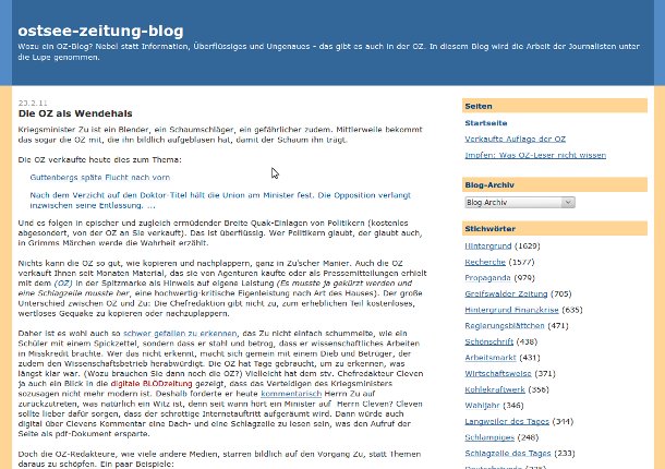 Screenshot Ostsee-Zeitung-Blog