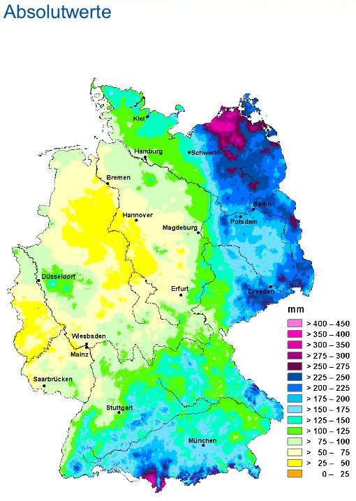 Karte: Niederschlag absolut im Juli 2011