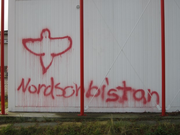 Graffiti Nordsorbistan an Sparkasse