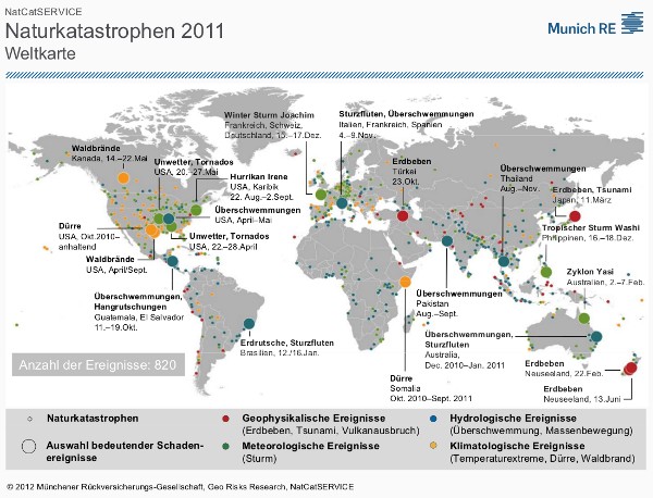 Weltkarte der Naturkatastrophen 2011