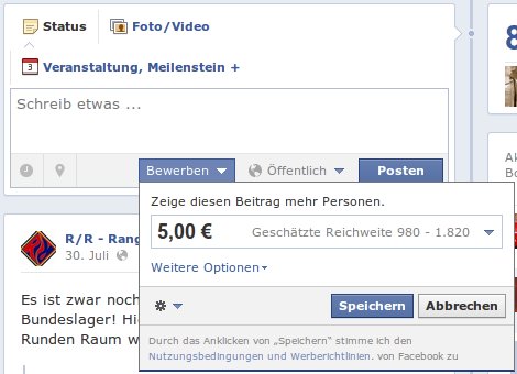 Facebook will Geld, damit Status Updates von allen gesehen werden