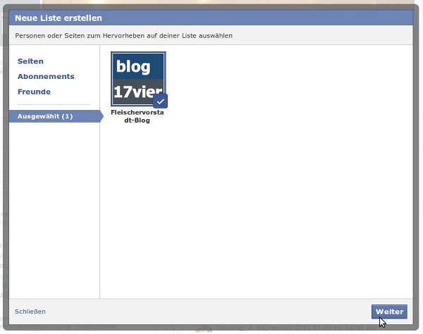 Facebook Interessenliste ausgewählte Seite Facebook Interessenliste ausgewählte Seite