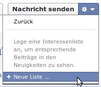 Facebook Interessenliste neu anlegen